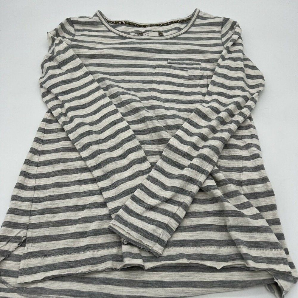 Anthropologie Gray White Striped long sleeve shirt XS